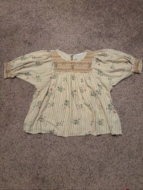 ACOS&A Embroidered Boho Blouse Yellow Top L